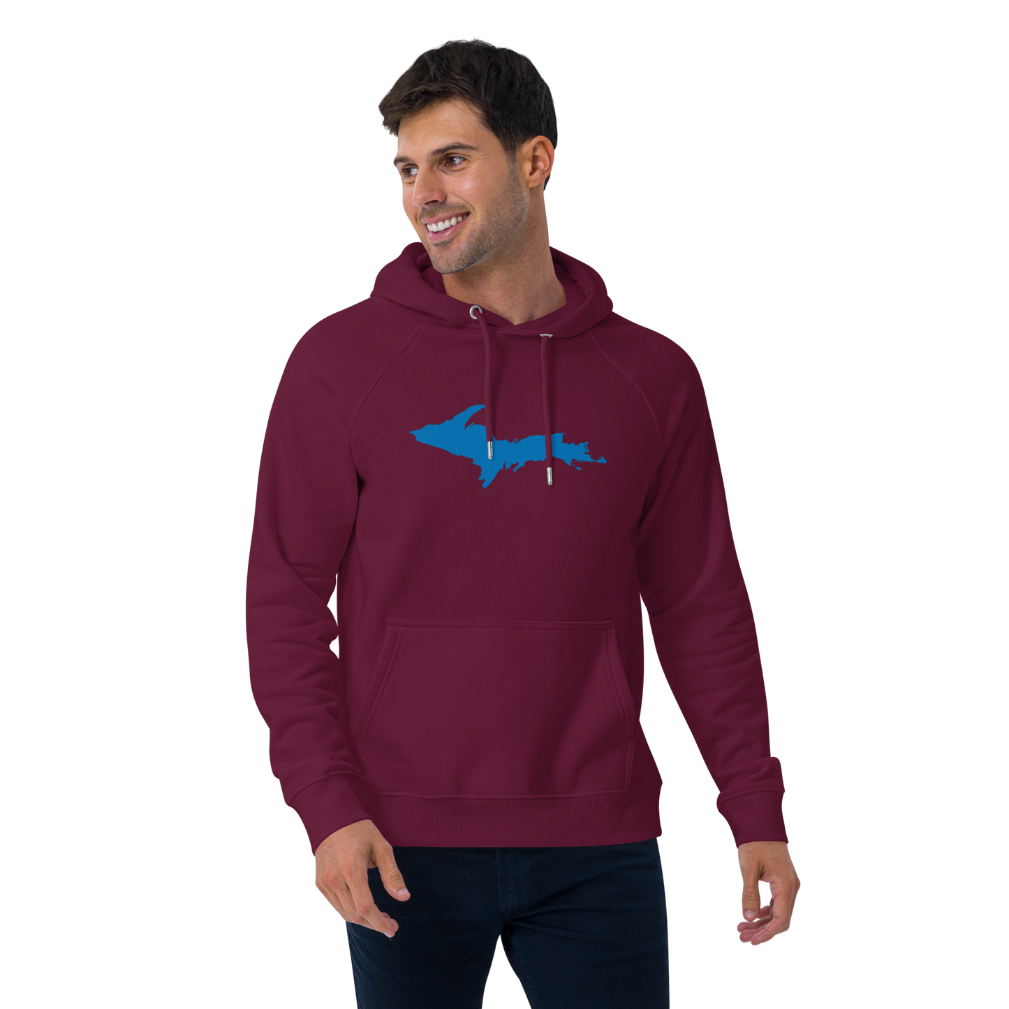 Michigan Upper Peninsula Hoodie (w/ Azure UP Outline) | Unisex Organic