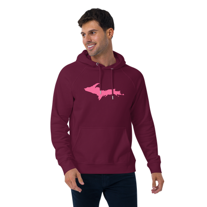 Michigan Upper Peninsula Hoodie (w/ Pink UP Outline) | Unisex Organic