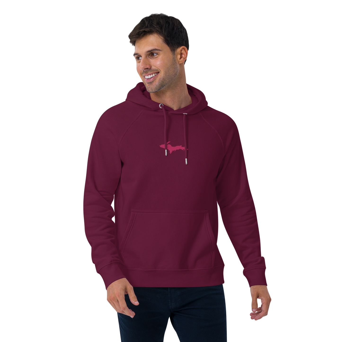 Michigan Upper Peninsula Hoodie (w/ Embroidered Pink UP Outline) | Unisex Organic