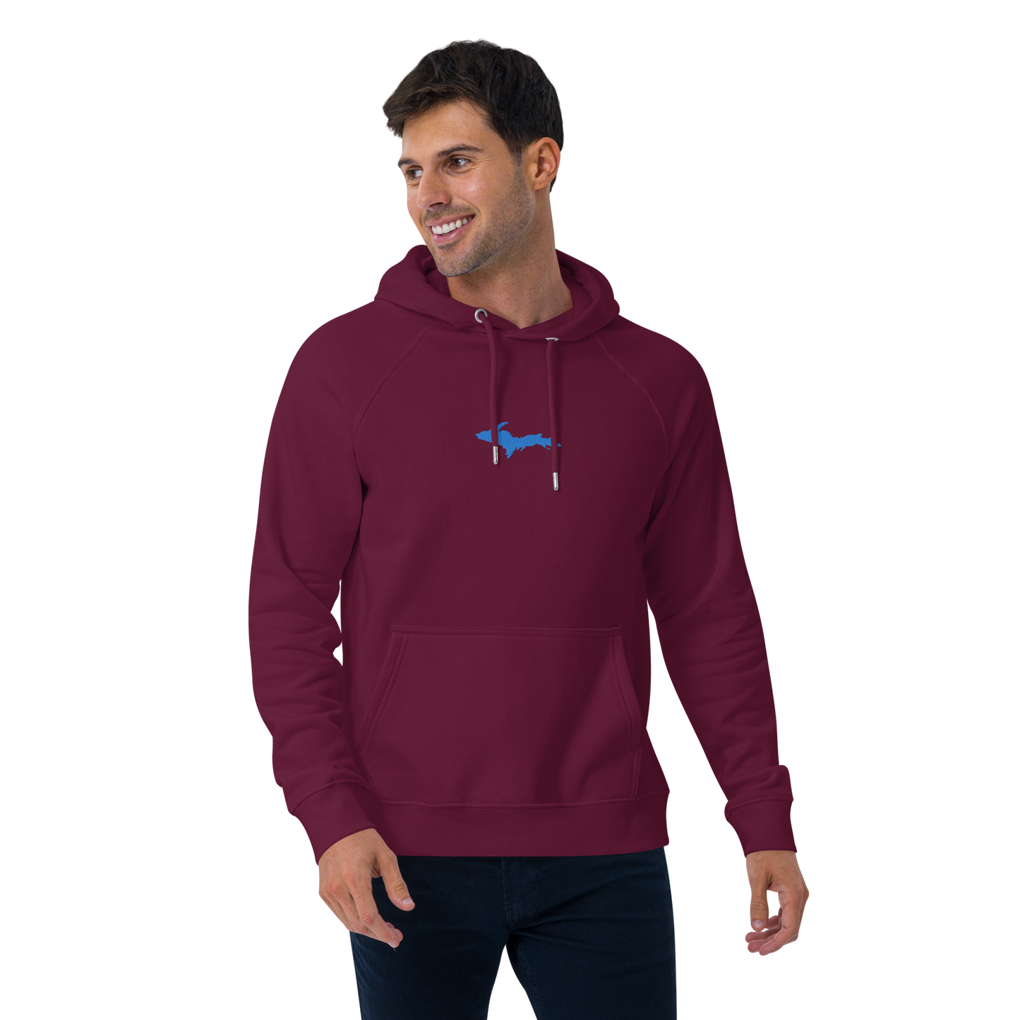 Michigan Upper Peninsula Hoodie (w/ Embroidered Azure UP Outline) | Unisex Organic