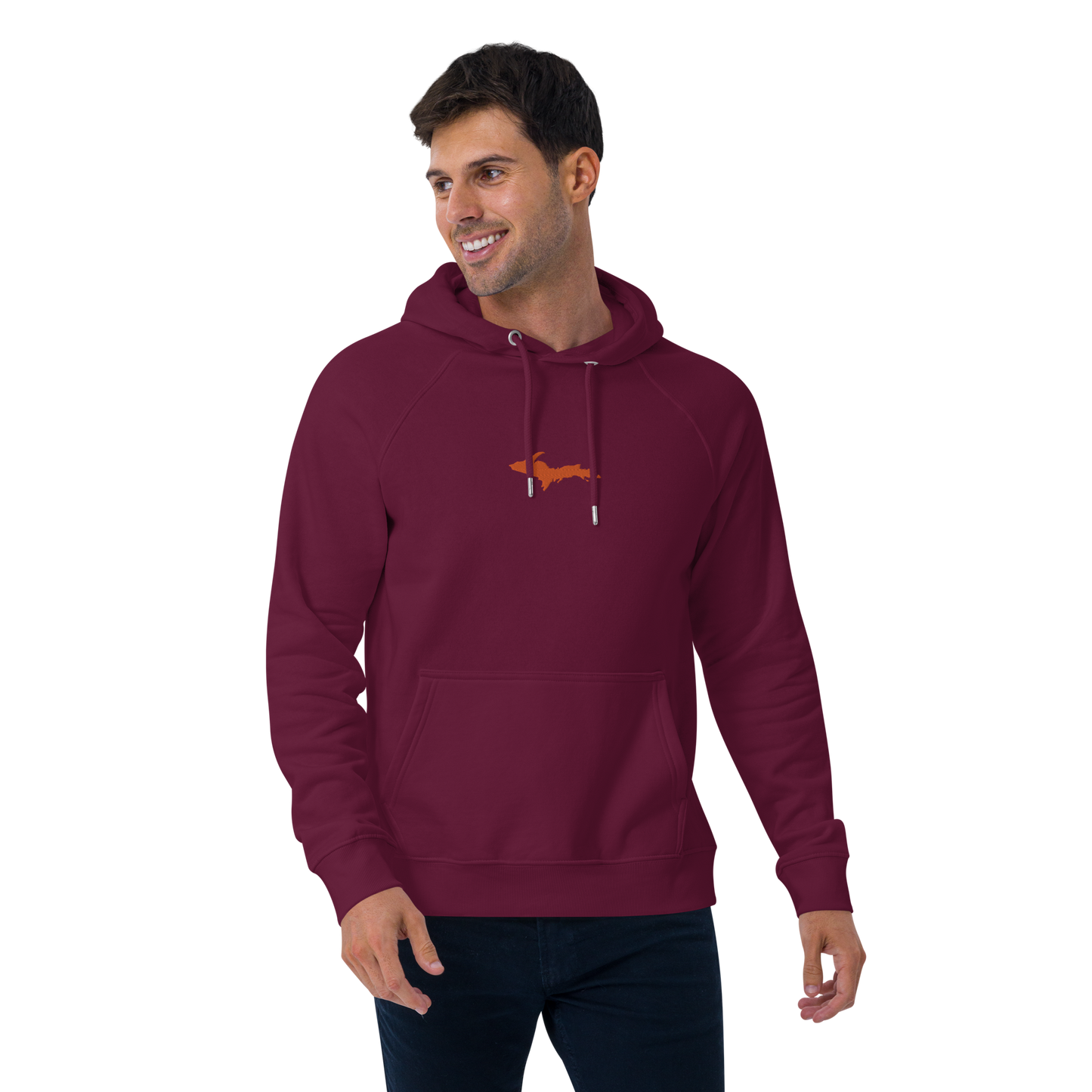 Michigan Upper Peninsula Hoodie (w/ Embroidered Orange UP Outline) | Unisex Organic