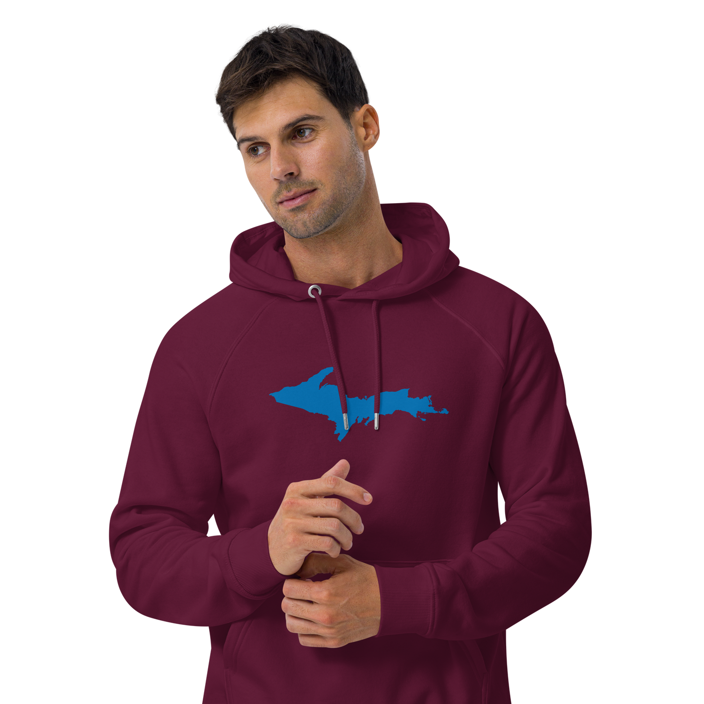 Michigan Upper Peninsula Hoodie (w/ Azure UP Outline) | Unisex Organic