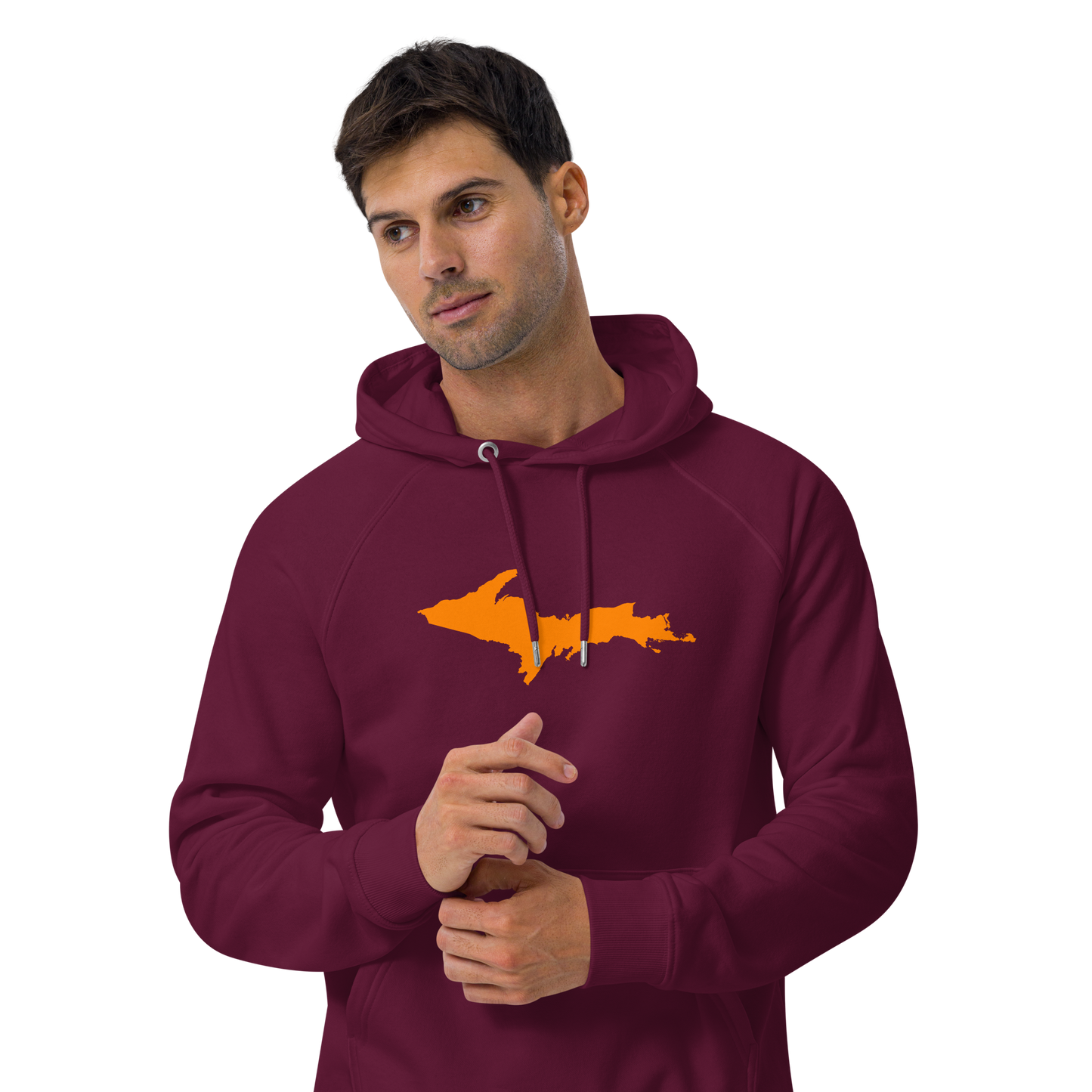 Michigan Upper Peninsula Hoodie (w/ Orange UP Outline) | Unisex Organic