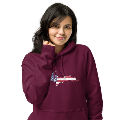 Michigan Upper Peninsula Hoodie (w/ MI USA Flag Outline) | Unisex Organic