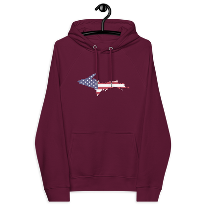 Michigan Upper Peninsula Hoodie (w/ MI USA Flag Outline) | Unisex Organic