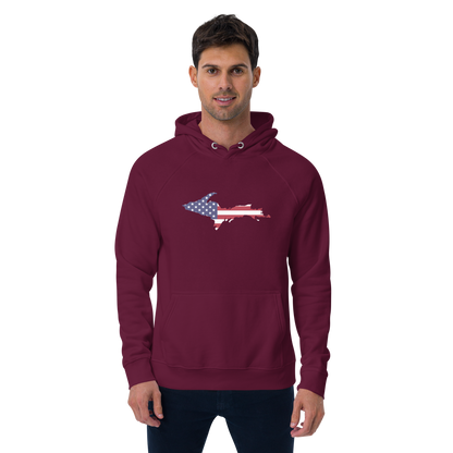 Michigan Upper Peninsula Hoodie (w/ MI USA Flag Outline) | Unisex Organic