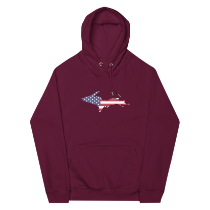 Michigan Upper Peninsula Hoodie (w/ MI USA Flag Outline) | Unisex Organic