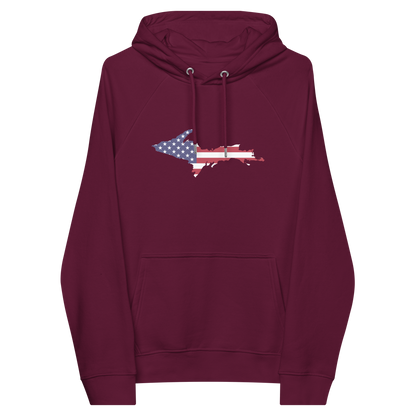 Michigan Upper Peninsula Hoodie (w/ MI USA Flag Outline) | Unisex Organic