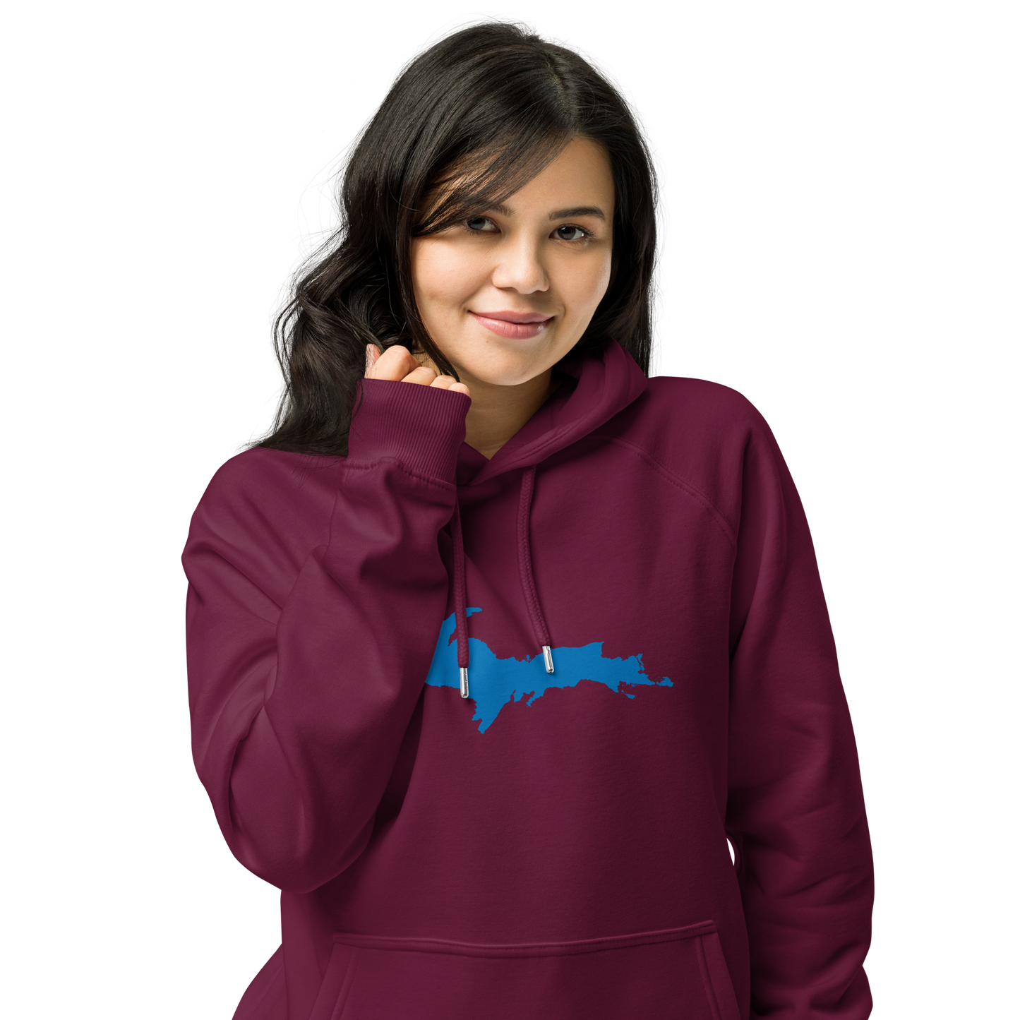 Michigan Upper Peninsula Hoodie (w/ Azure UP Outline) | Unisex Organic