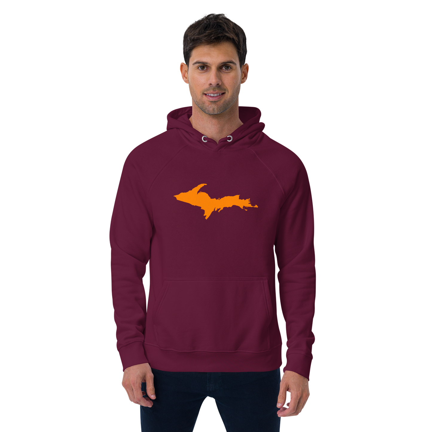 Michigan Upper Peninsula Hoodie (w/ Orange UP Outline) | Unisex Organic