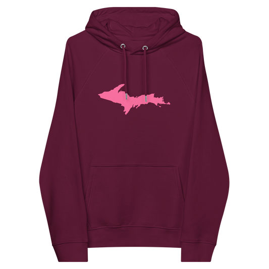 Michigan Upper Peninsula Hoodie (w/ Pink UP Outline) | Unisex Organic