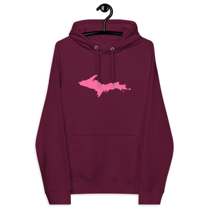 Michigan Upper Peninsula Hoodie (w/ Pink UP Outline) | Unisex Organic