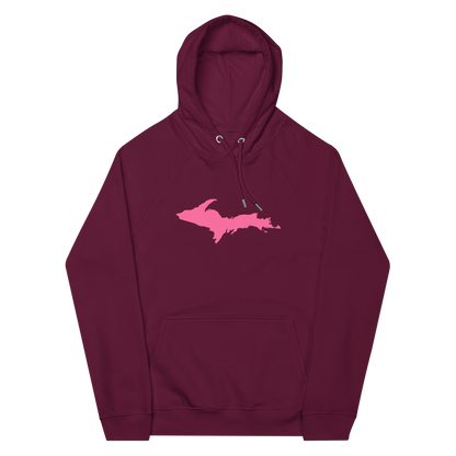 Michigan Upper Peninsula Hoodie (w/ Pink UP Outline) | Unisex Organic