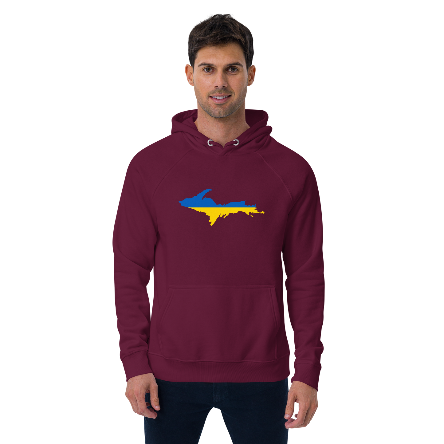 Michigan Upper Peninsula Hoodie (w/ UP Ukraine Flag Outline) | Unisex Organic