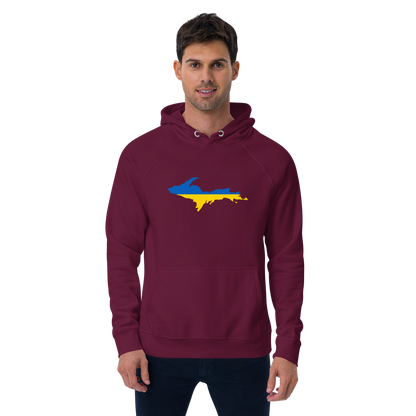 Michigan Upper Peninsula Hoodie (w/ UP Ukraine Flag Outline) | Unisex Organic