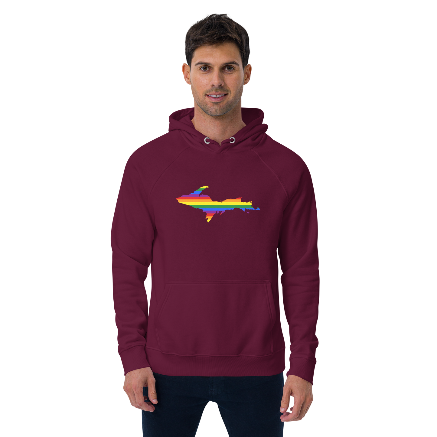 Michigan Upper Peninsula Hoodie (w/ UP Pride Flag Outline) | Unisex Organic