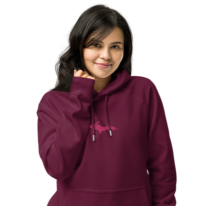 Michigan Upper Peninsula Hoodie (w/ Embroidered Pink UP Outline) | Unisex Organic