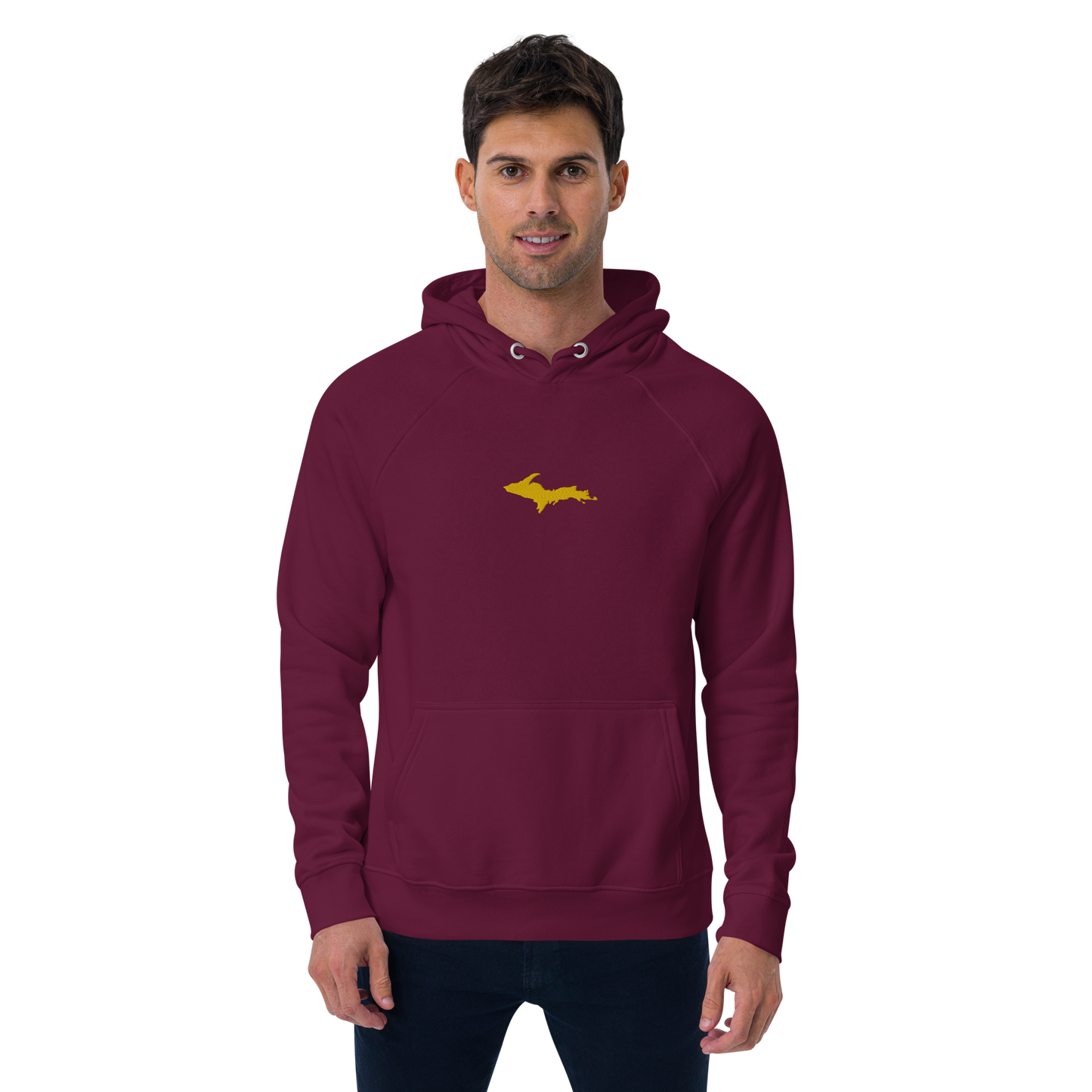 Michigan Upper Peninsula Hoodie (w/ Embroidered Gold UP Outline) | Unisex Organic