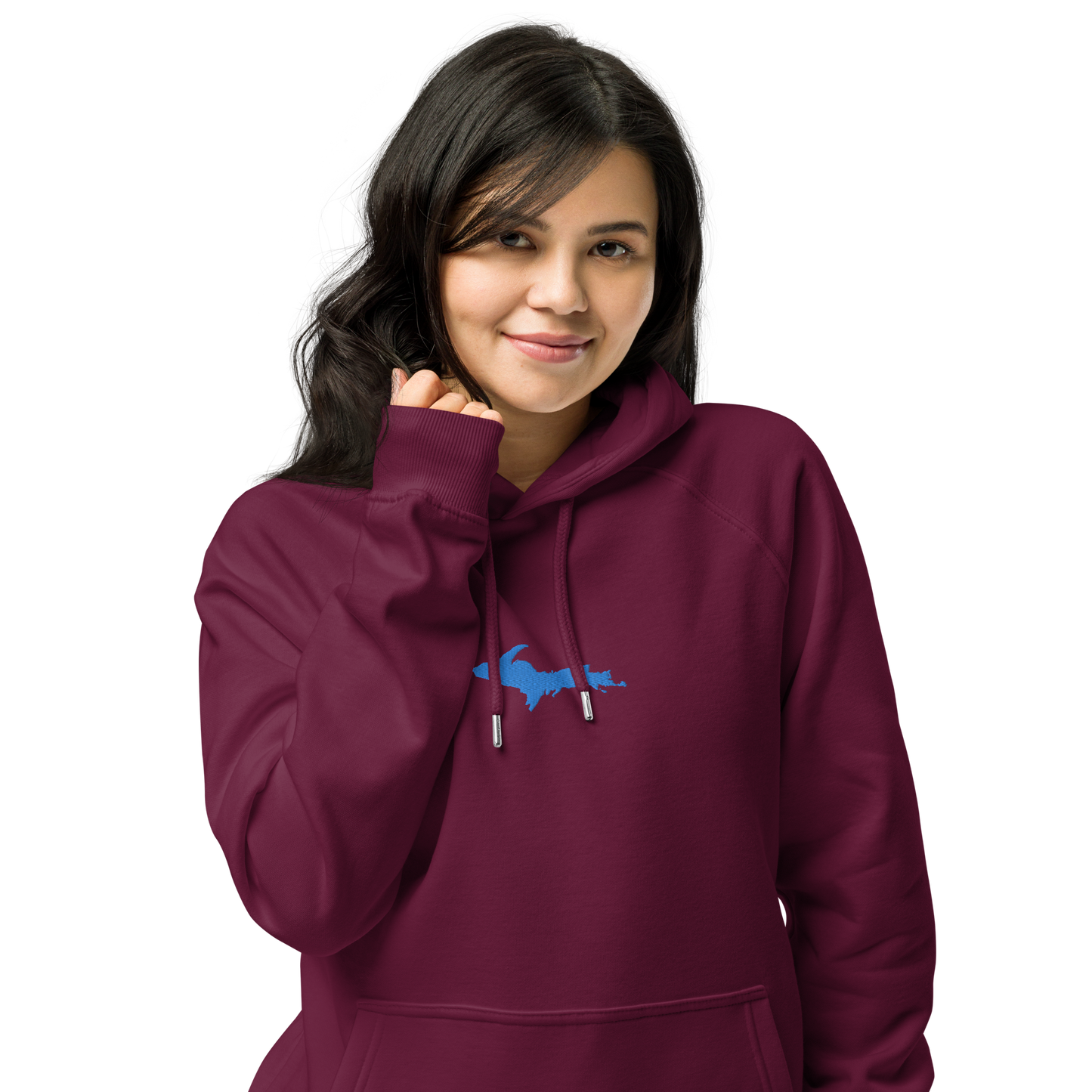 Michigan Upper Peninsula Hoodie (w/ Embroidered Azure UP Outline) | Unisex Organic