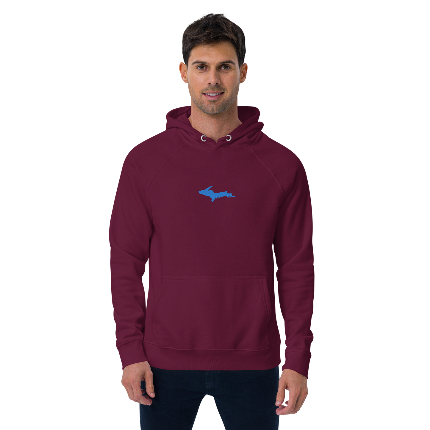 Michigan Upper Peninsula Hoodie (w/ Embroidered Azure UP Outline) | Unisex Organic