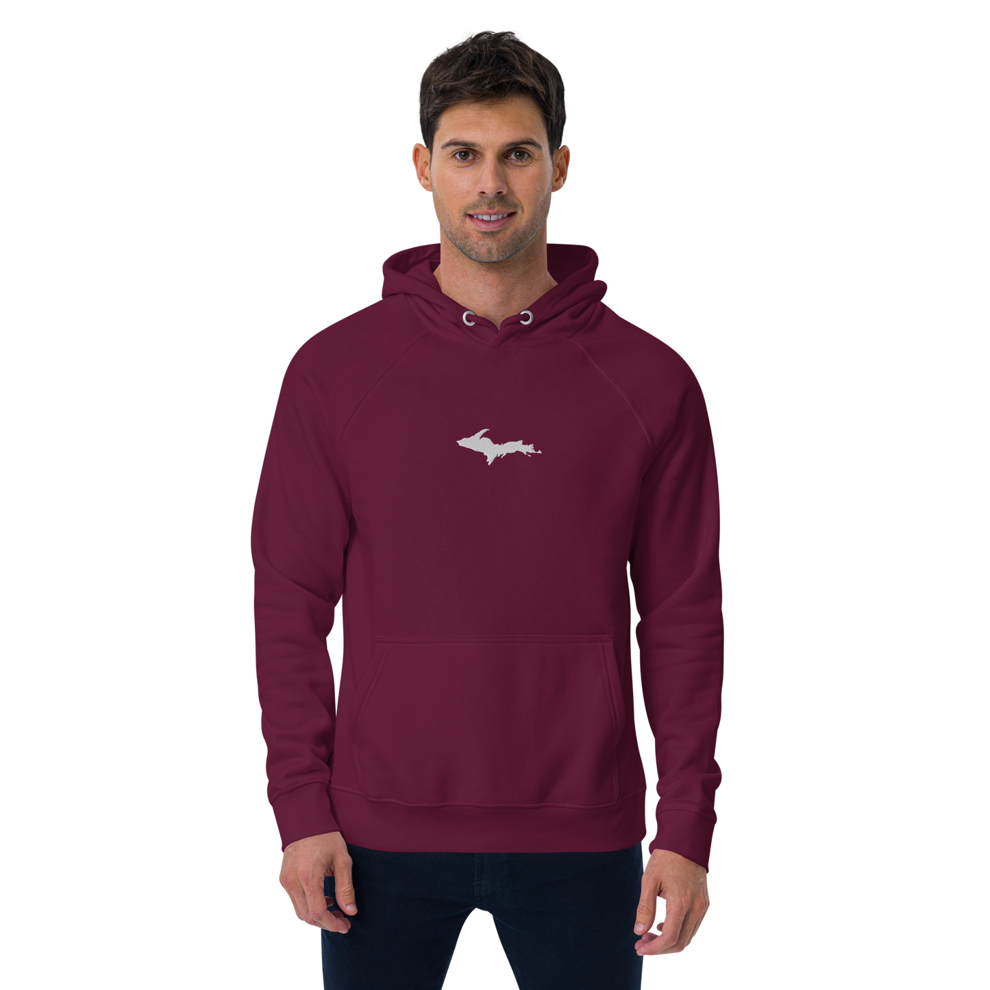 Michigan Upper Peninsula Hoodie (w/ Embroidered UP Outline) | Unisex Organic