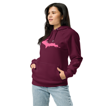 Michigan Upper Peninsula Hoodie (w/ Pink UP Outline) | Unisex Organic