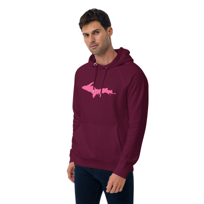 Michigan Upper Peninsula Hoodie (w/ Pink UP Outline) | Unisex Organic