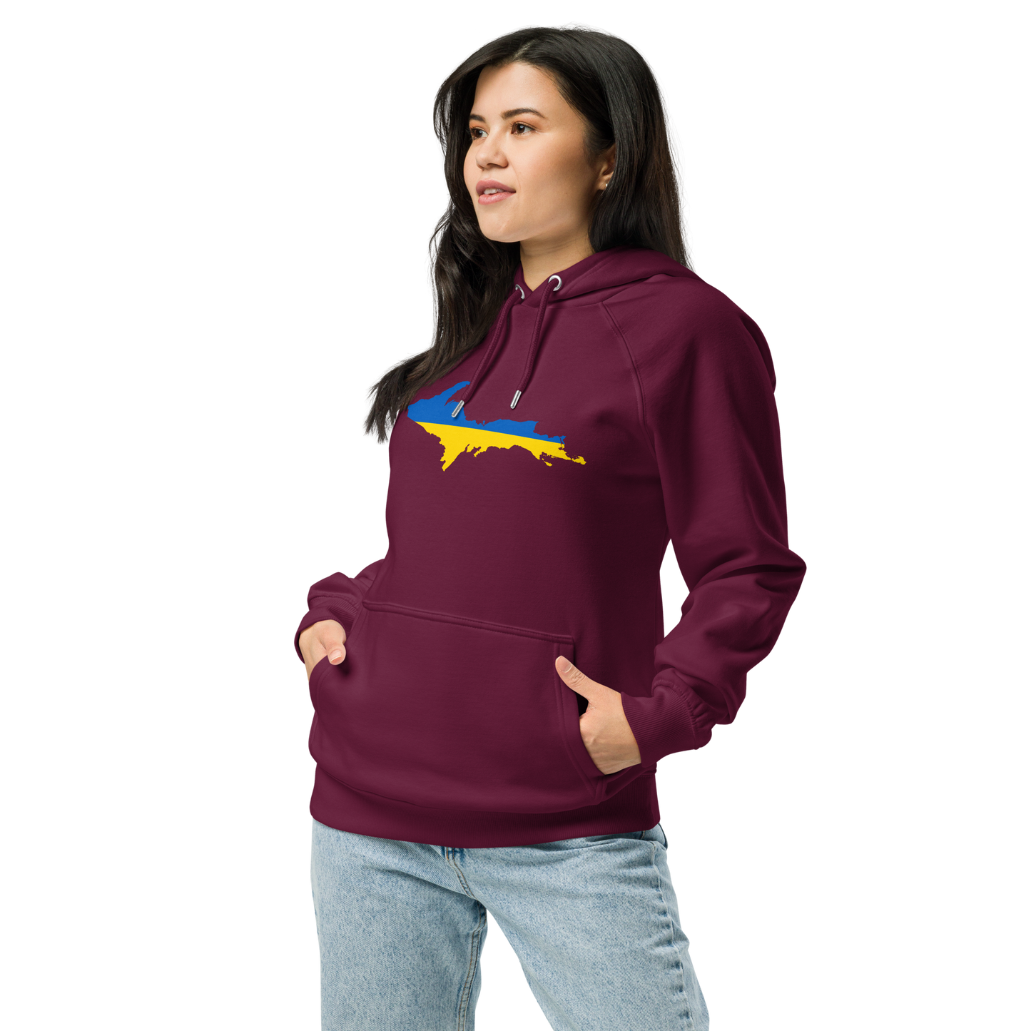 Michigan Upper Peninsula Hoodie (w/ UP Ukraine Flag Outline) | Unisex Organic