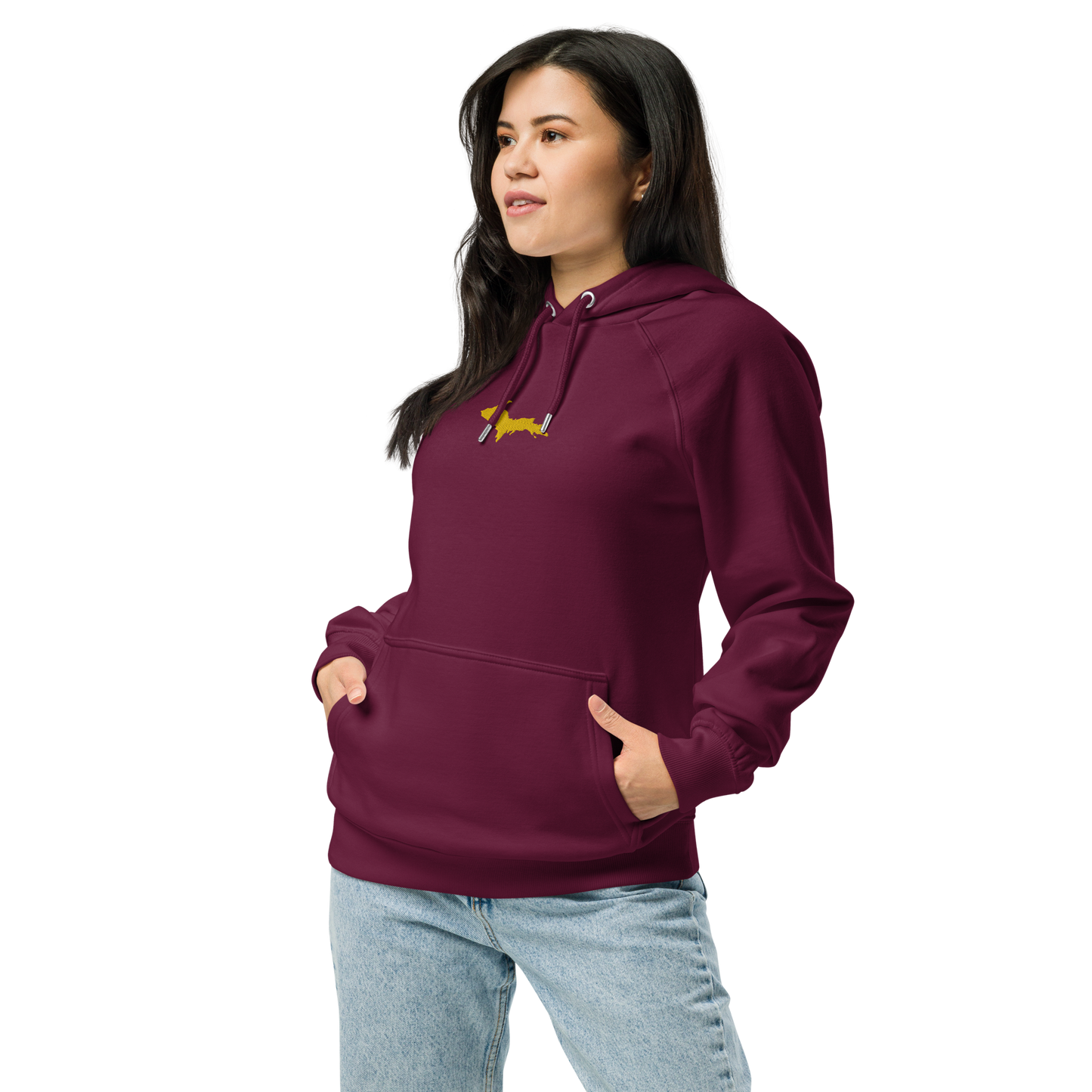 Michigan Upper Peninsula Hoodie (w/ Embroidered Gold UP Outline) | Unisex Organic