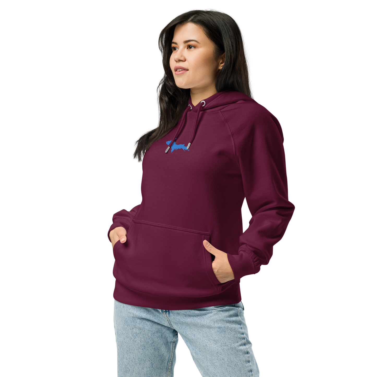 Michigan Upper Peninsula Hoodie (w/ Embroidered Azure UP Outline) | Unisex Organic