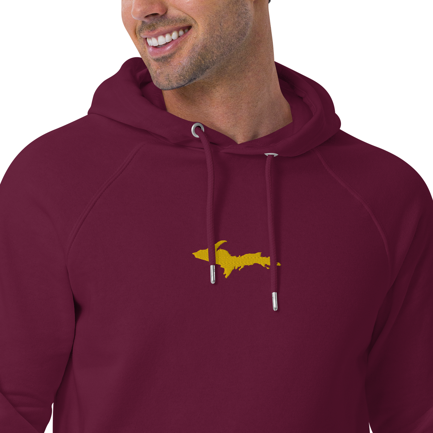 Michigan Upper Peninsula Hoodie (w/ Embroidered Gold UP Outline) | Unisex Organic