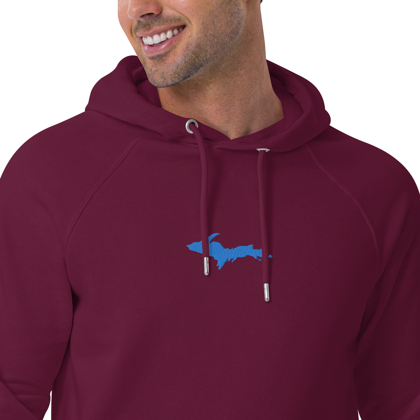 Michigan Upper Peninsula Hoodie (w/ Embroidered Azure UP Outline) | Unisex Organic