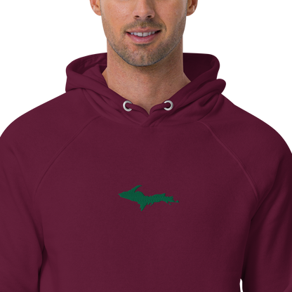 Michigan Upper Peninsula Hoodie (w/ Embroidered Green UP Outline) | Unisex Organic