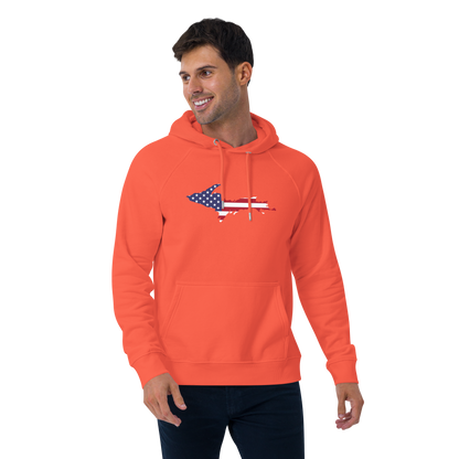 Michigan Upper Peninsula Hoodie (w/ MI USA Flag Outline) | Unisex Organic