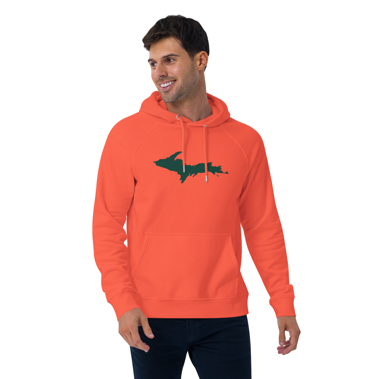 Michigan Upper Peninsula Hoodie (w/ Green UP Outline) | Organic Unisex