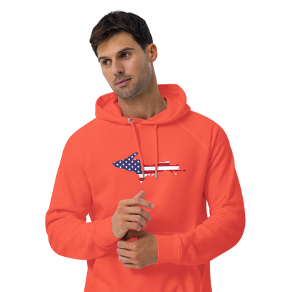 Michigan Upper Peninsula Hoodie (w/ MI USA Flag Outline) | Unisex Organic