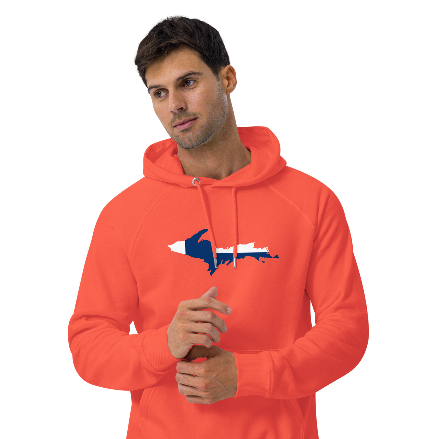 Michigan Upper Peninsula Hoodie (w/ UP Finland Flag Outline) | Unisex Organic