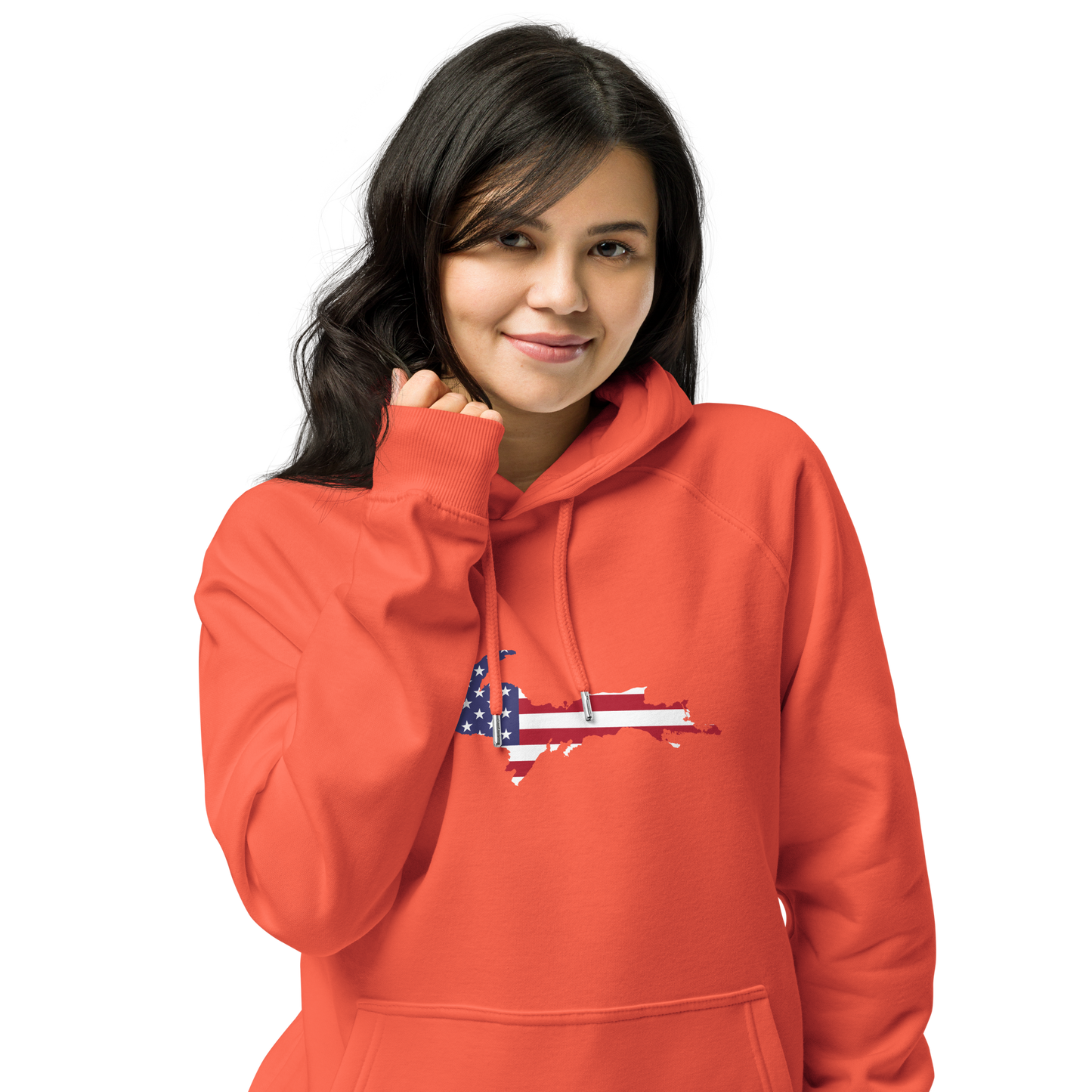 Michigan Upper Peninsula Hoodie (w/ MI USA Flag Outline) | Unisex Organic