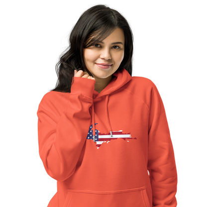 Michigan Upper Peninsula Hoodie (w/ MI USA Flag Outline) | Unisex Organic