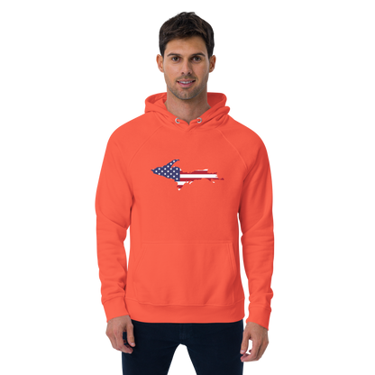 Michigan Upper Peninsula Hoodie (w/ MI USA Flag Outline) | Unisex Organic