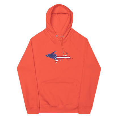 Michigan Upper Peninsula Hoodie (w/ MI USA Flag Outline) | Unisex Organic