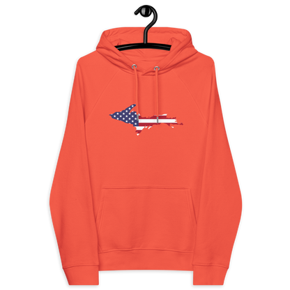 Michigan Upper Peninsula Hoodie (w/ MI USA Flag Outline) | Unisex Organic