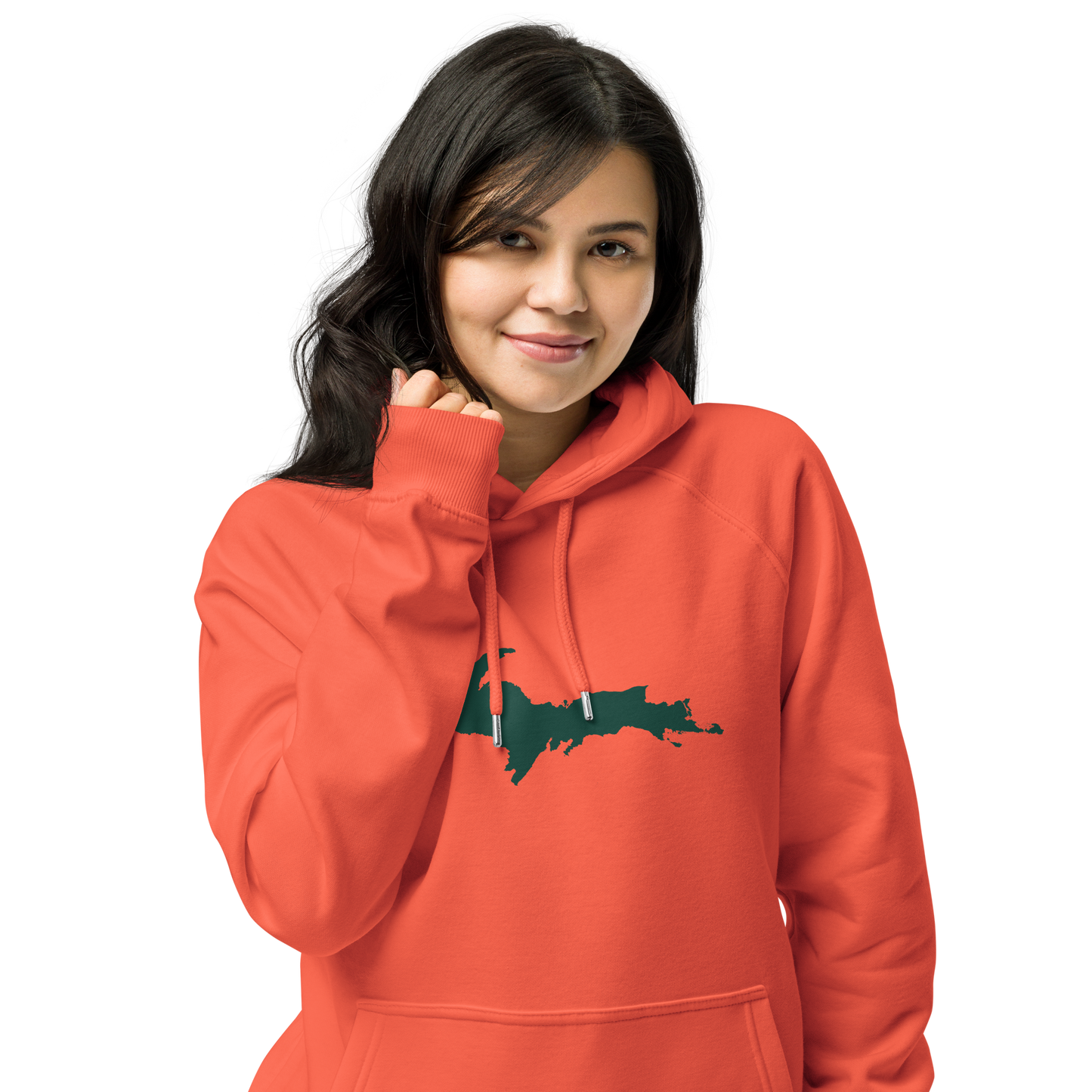 Michigan Upper Peninsula Hoodie (w/ Green UP Outline) | Organic Unisex