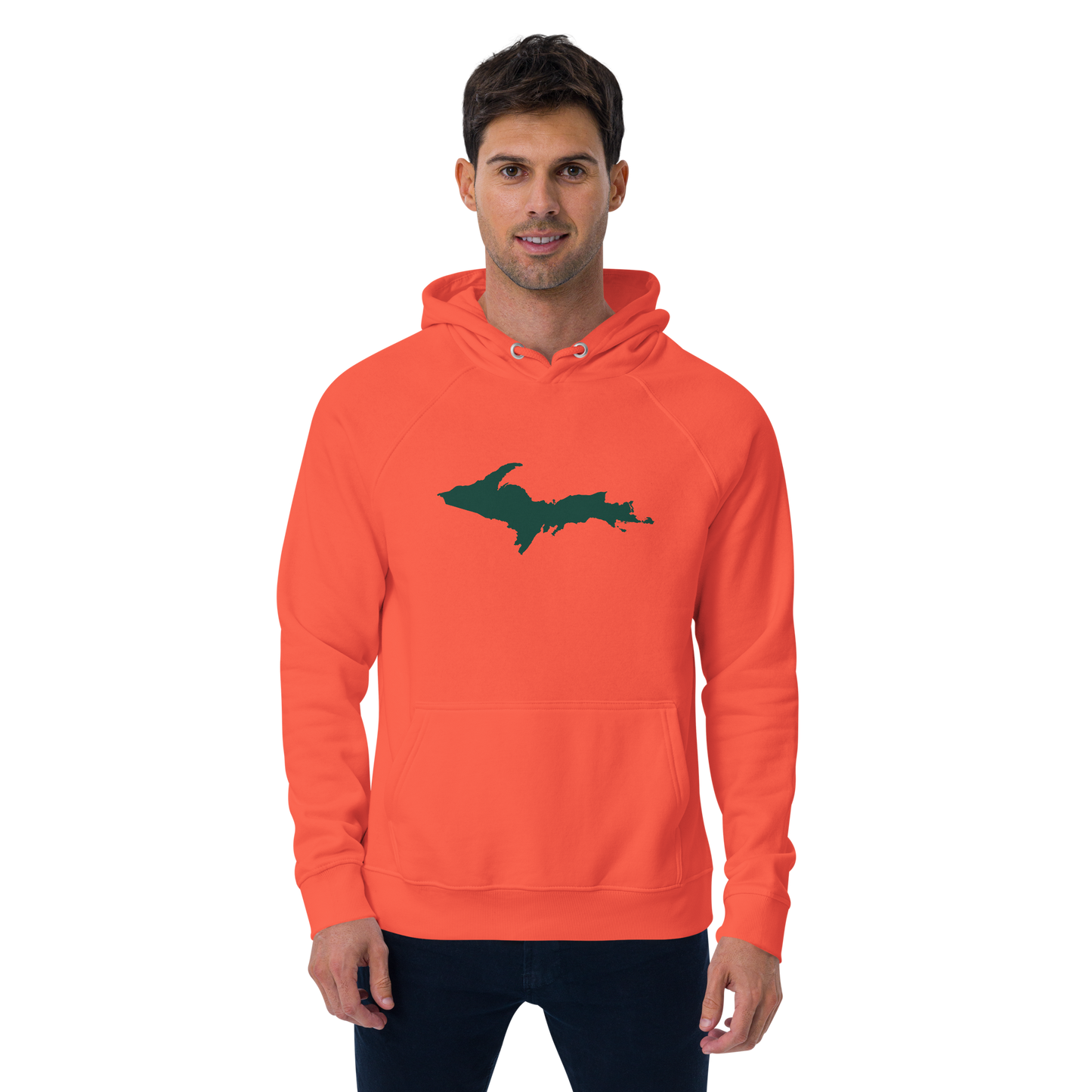 Michigan Upper Peninsula Hoodie (w/ Green UP Outline) | Organic Unisex