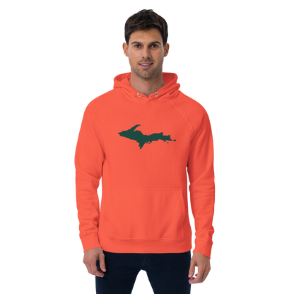 Michigan Upper Peninsula Hoodie (w/ Green UP Outline) | Organic Unisex