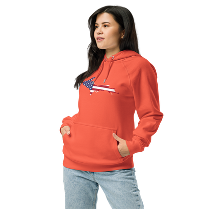 Michigan Upper Peninsula Hoodie (w/ MI USA Flag Outline) | Unisex Organic