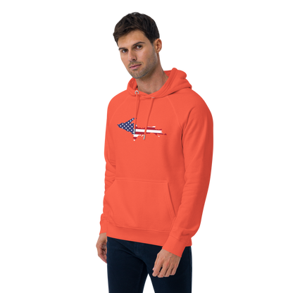 Michigan Upper Peninsula Hoodie (w/ MI USA Flag Outline) | Unisex Organic