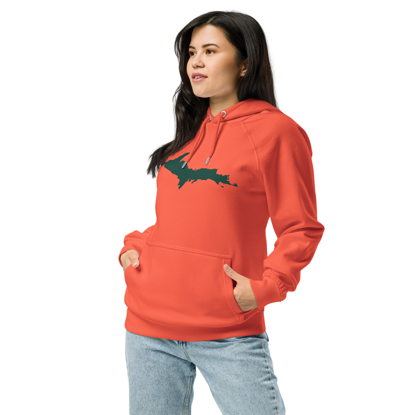 Michigan Upper Peninsula Hoodie (w/ Green UP Outline) | Organic Unisex