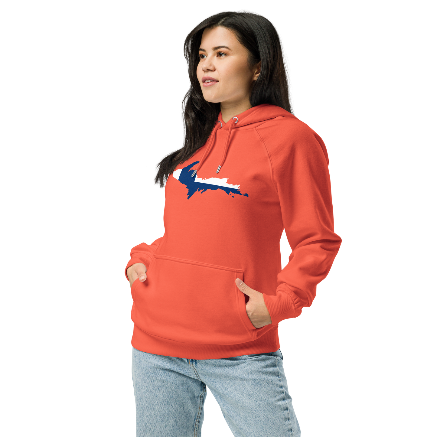 Michigan Upper Peninsula Hoodie (w/ UP Finland Flag Outline) | Unisex Organic