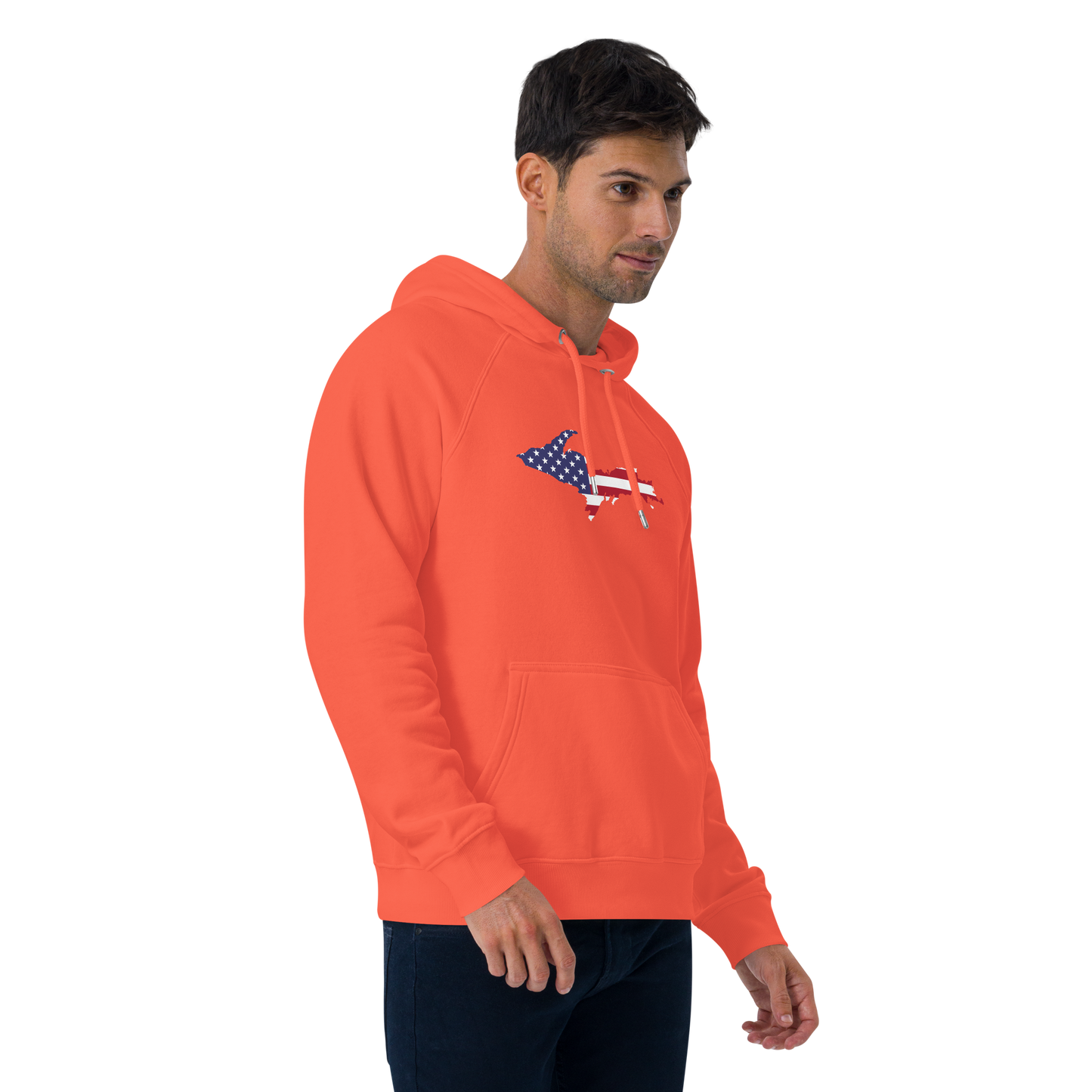 Michigan Upper Peninsula Hoodie (w/ MI USA Flag Outline) | Unisex Organic